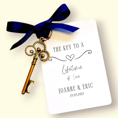 Personalised Key Bottle Opener Wedding Favours, keepsake
