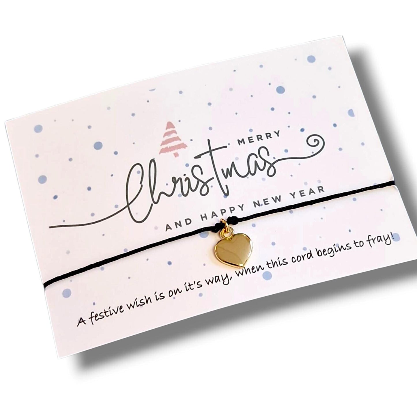 Merry Christmas Wish Bracelets - Heart Charm Festive Favors - Pack of 10