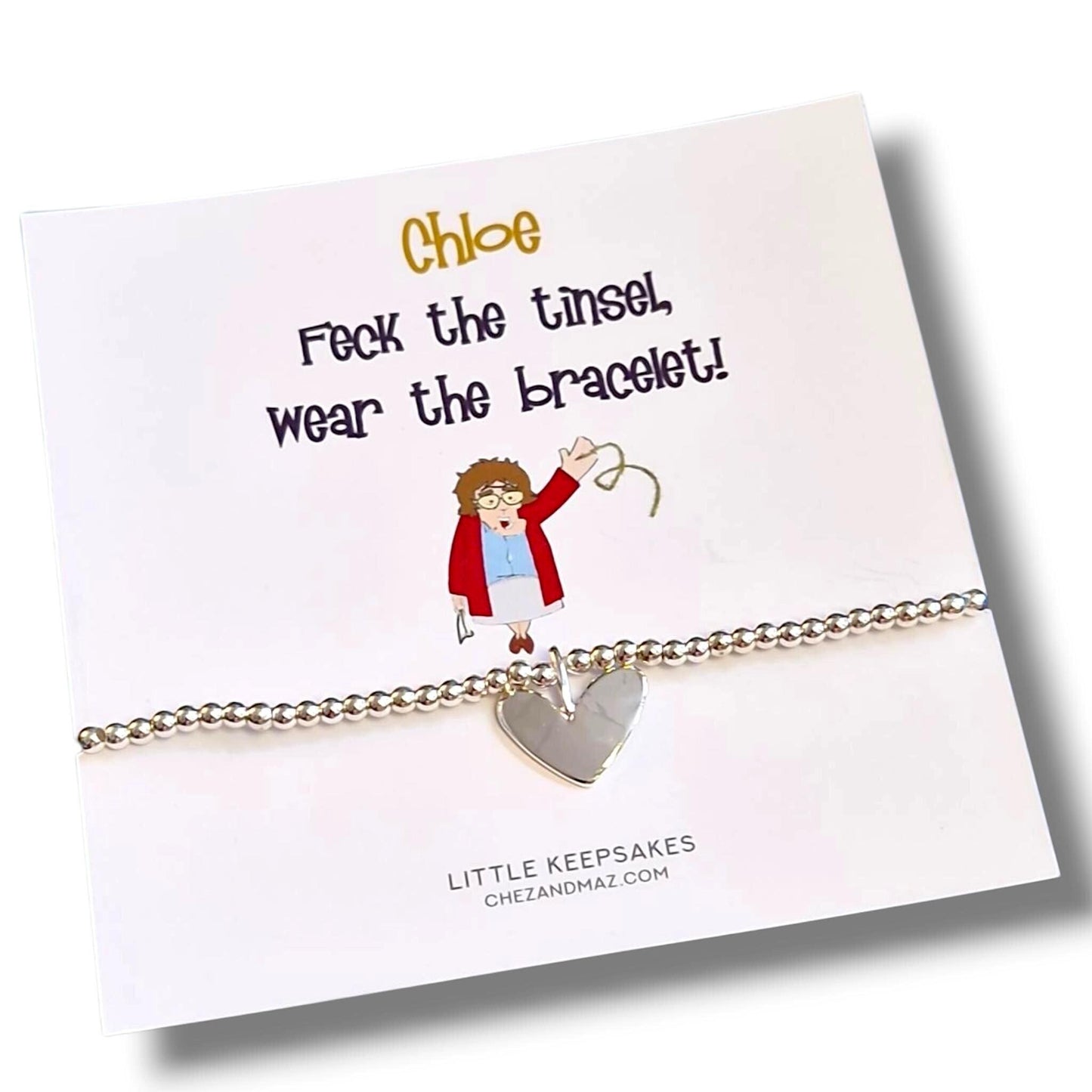 Personalised Mrs. Brown’s Boys Inspired Silver Plated Bracelet – Christmas Gift – “Feck the tinsel, wear the bracelet!” – Funny