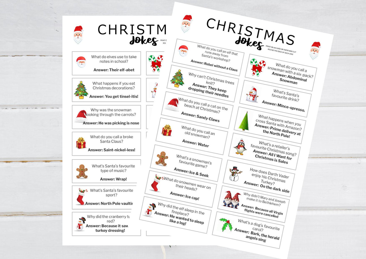Christmas Cracker Jokes: 28 Printable Illustrated Jokes (Digital Download)