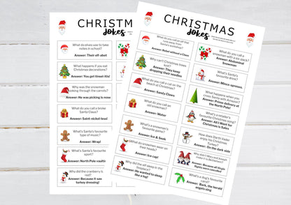 Christmas Cracker Jokes: 28 Printable Illustrated Jokes (Digital Download)