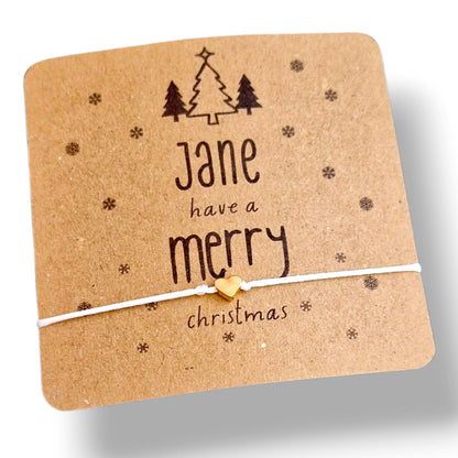 Christmas Personalised Wish Bracelet: Custom Name Charm Jewellery Gift