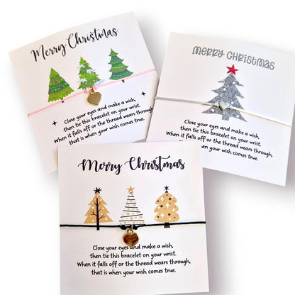 Christmas Tree Wish Bracelets and Backing Card I Festive Gifts I Christmas Gift I Charm I Tree Designs 3 to choose from I CTB