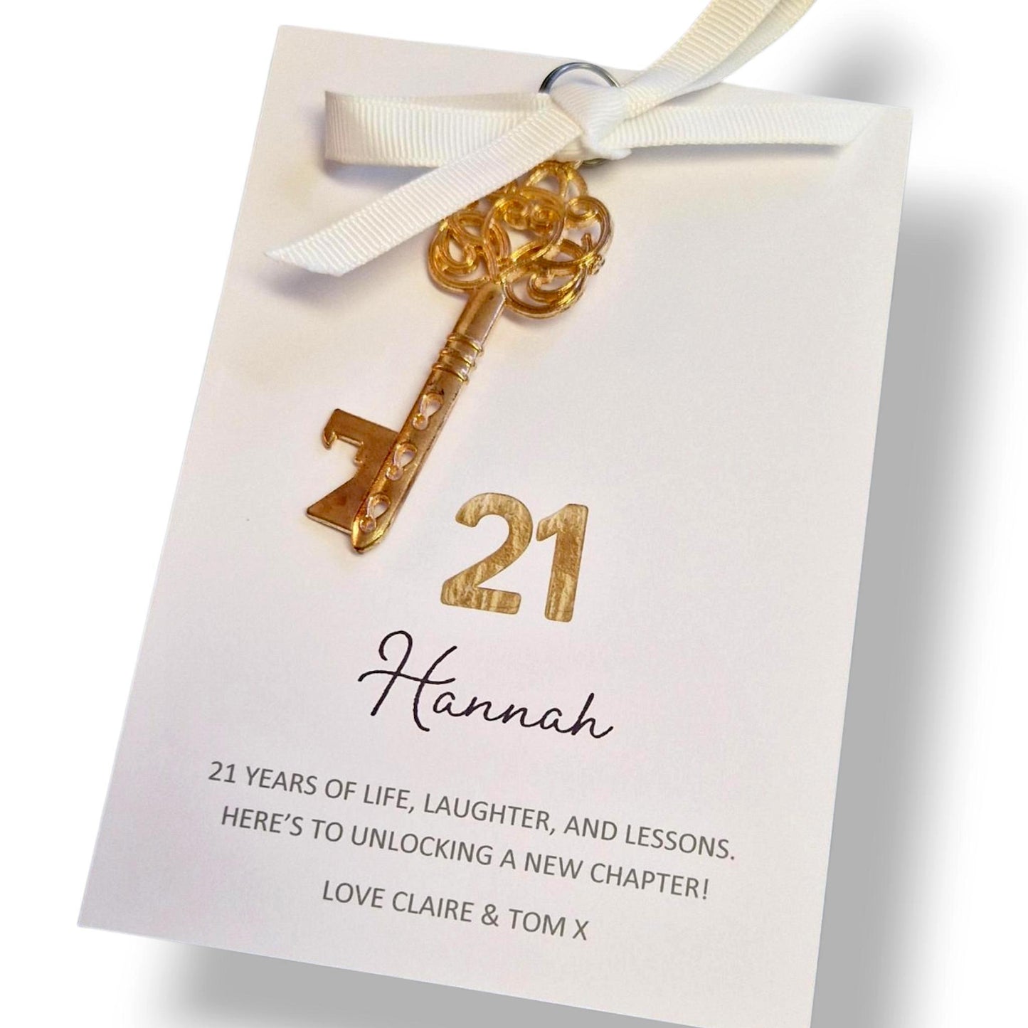 Personalised 21st Birthday Key Card: Keepsake Gift - Key - Rose Gold -Keepsake twenty one