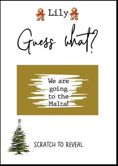 Personalised Christmas, Festive, Birthday Surprise Scratch Off Card: Holiday Reveal, Surprise Gift