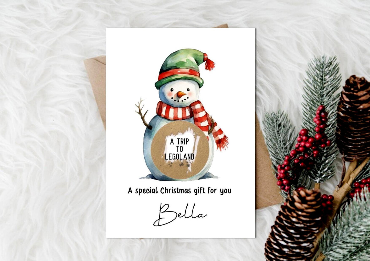 Personalised Snowman Christmas Gift Scratch Card: Surprise Gift Reveal
