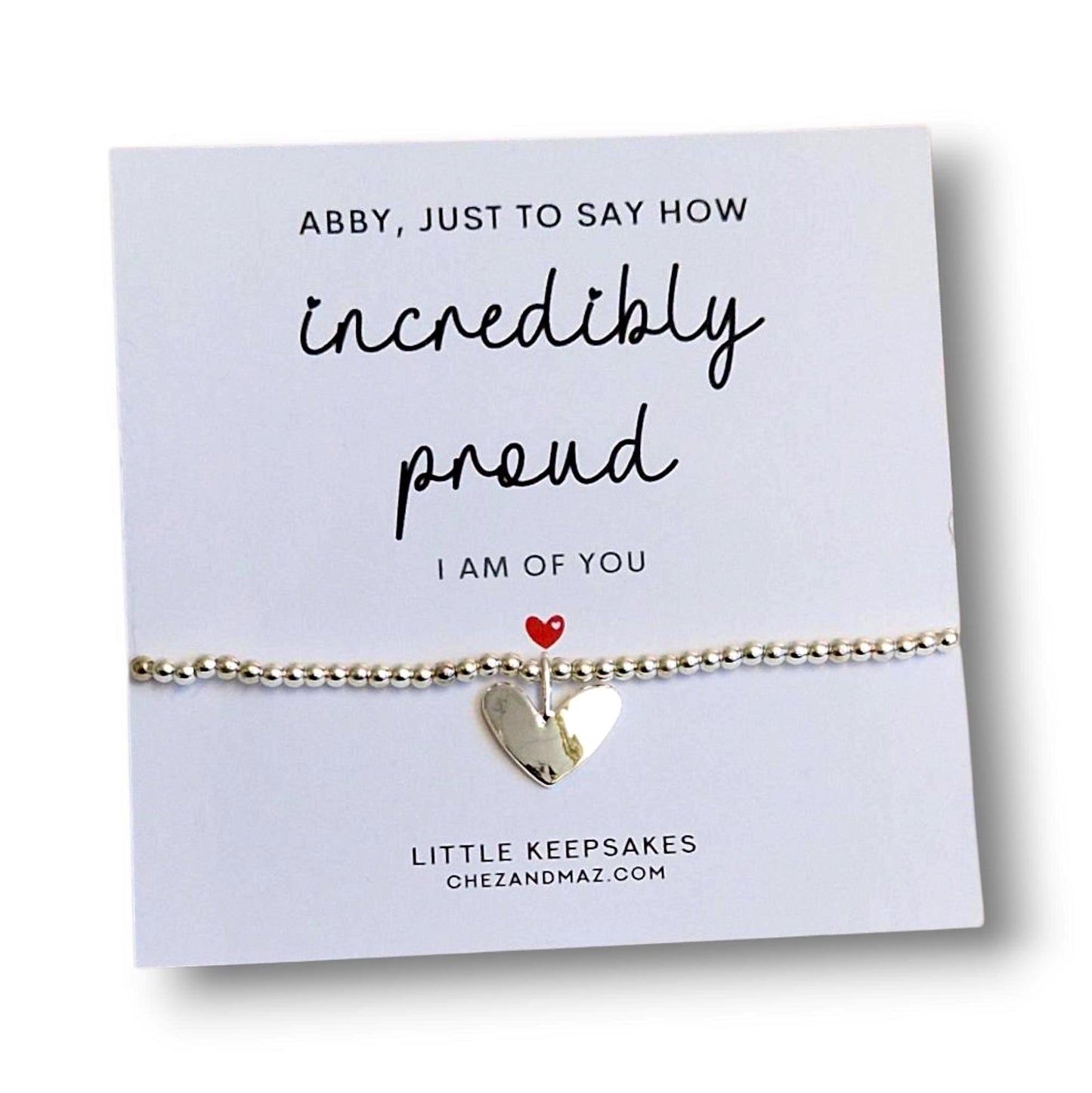 Incredibly Proud Of You, Charm Bracelet: Silver Plated Congratulations Gift, PERSONALISED