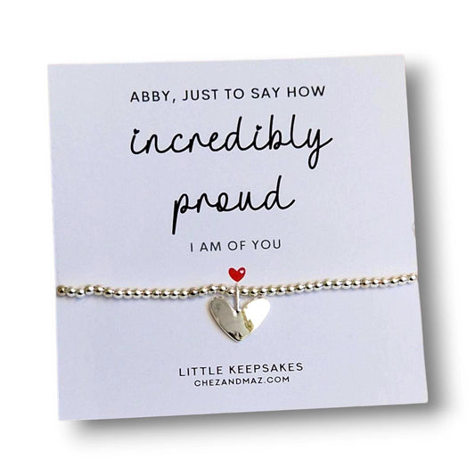 Personalised "Incredibly Proud Of You" Charm Bracelet: Silver Plated Congratulations Gift