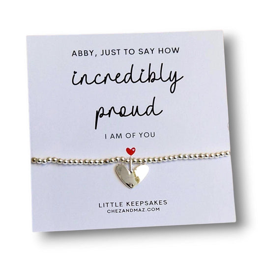 Personalised "Incredibly Proud Of You" Charm Bracelet: Silver Plated Congratulations Gift