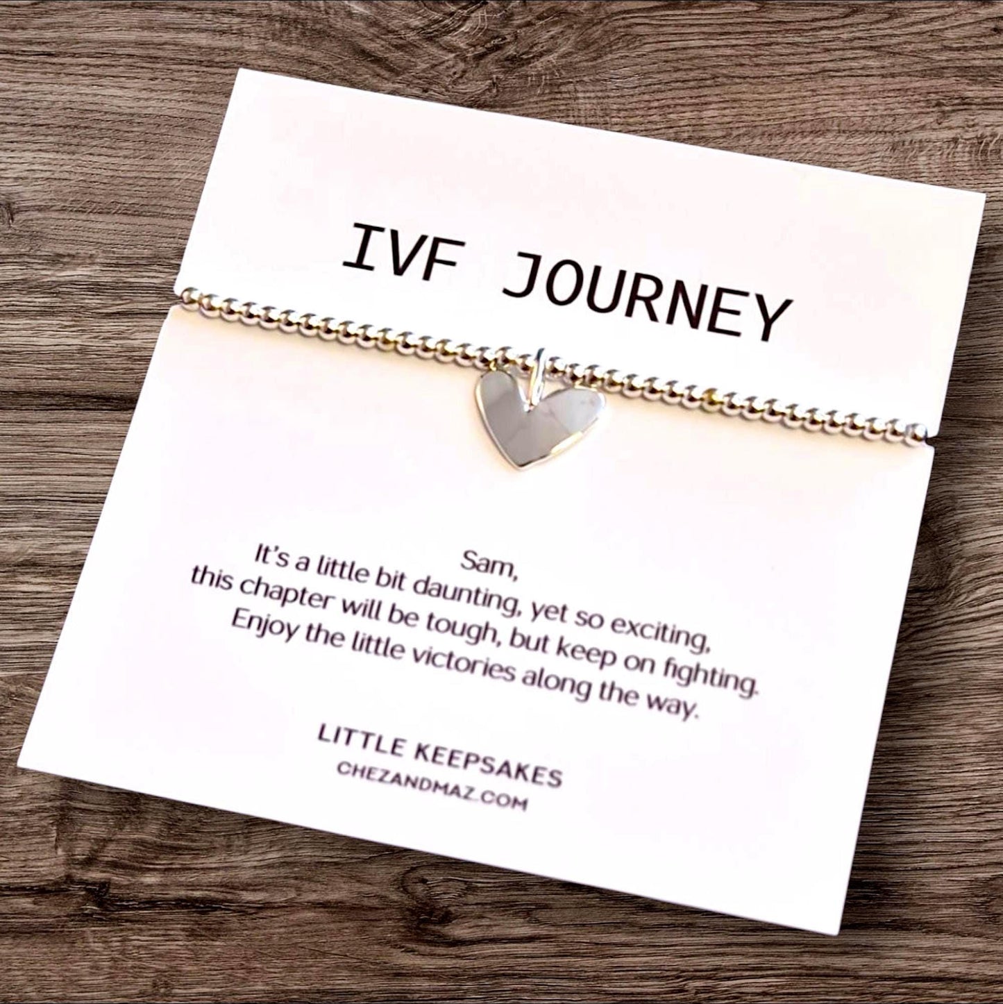 Personalised IVF Journey Bracelet: Silver Plated Heart Charm, Fertility Gift, Encouragement , Hope Gift