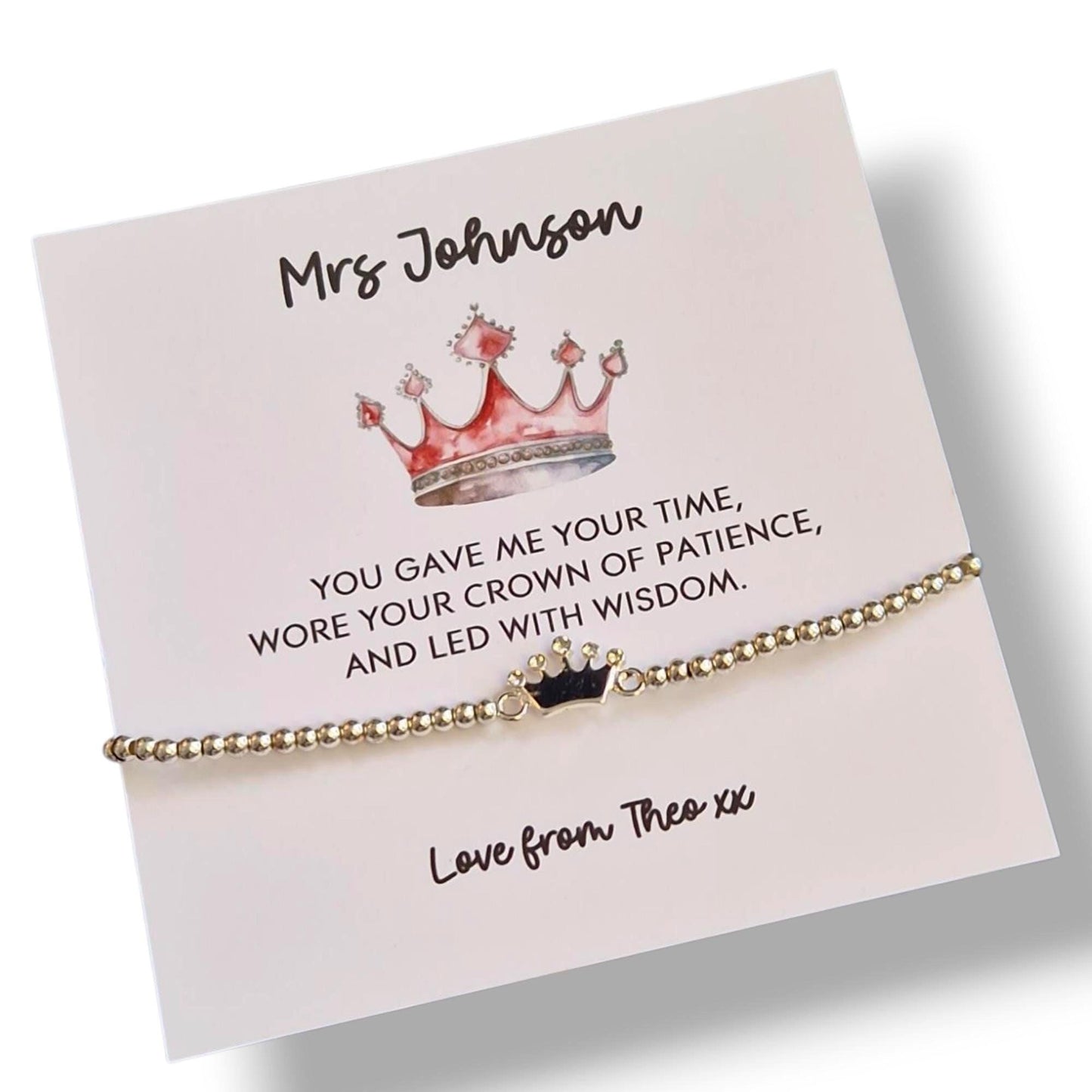 Personalized Teacher Thank You Gift: Silver Charm Bracelet