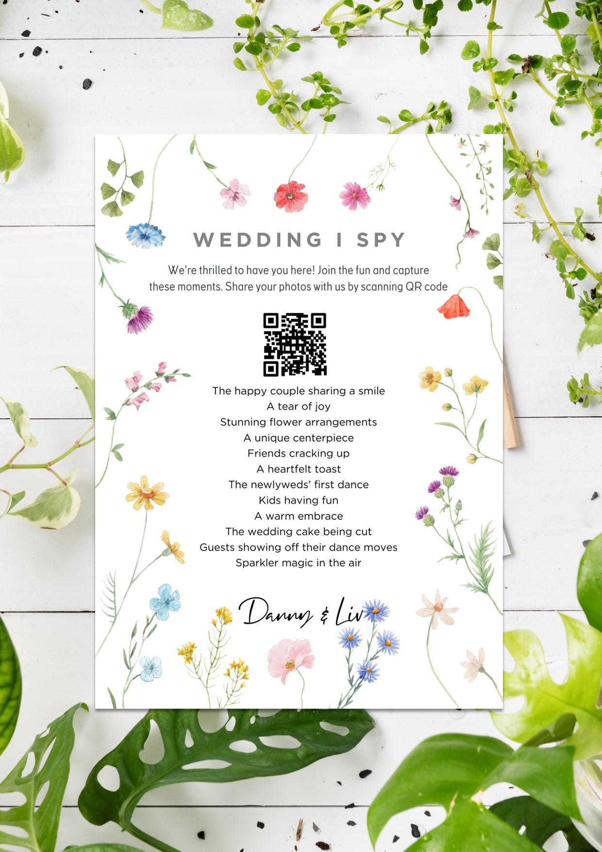 Personalised Wedding Photo Sharing Cards: I Spy Game (A7 Size)