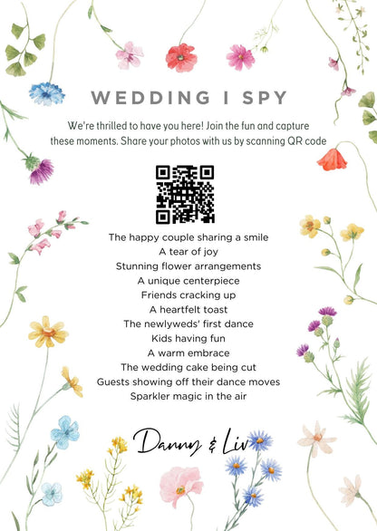 Personalised Wedding Photo Sharing Cards: I Spy Game (A7 Size)