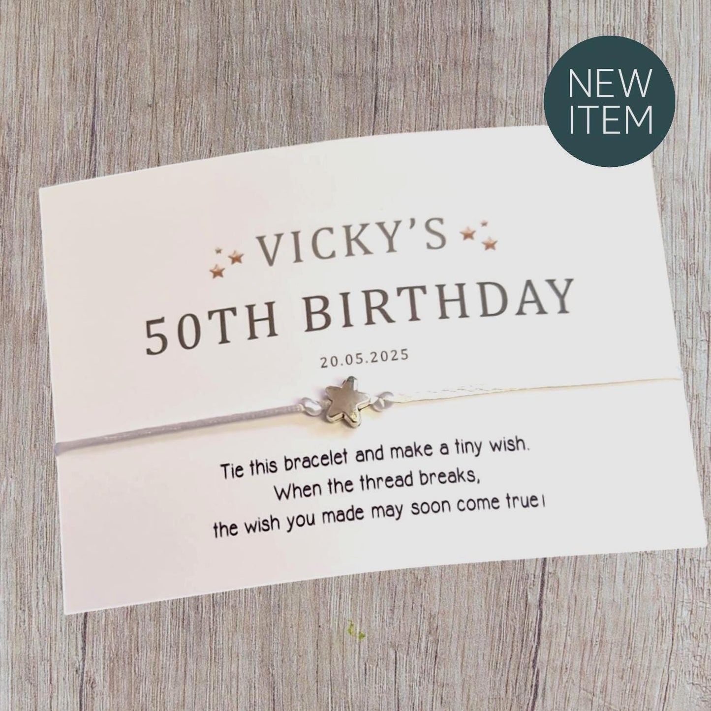 Personalised Star Design Wish Bracelet: Birthday Party Favour, Guest Gift, Party, Any Age