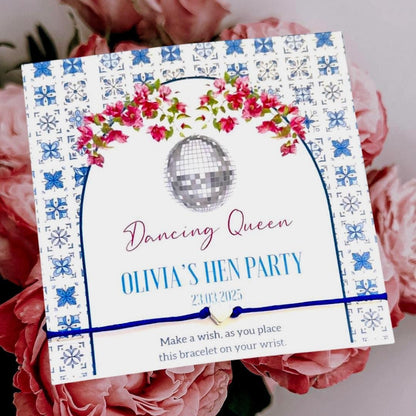 Personalised Dancing Queen Wish Bracelet: Greek Hen Party Favour - Mamma Mia - Abba