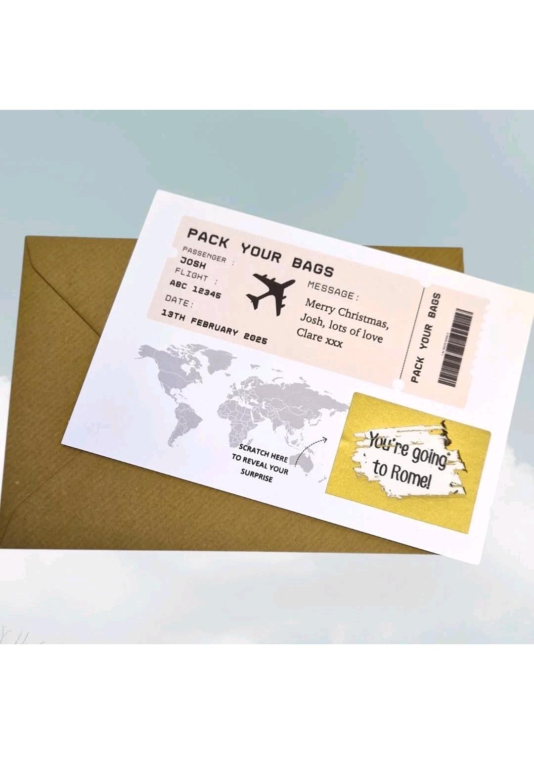 Personalised Surprise Scratch Off Card: Holiday Reveal Christmas Birthday