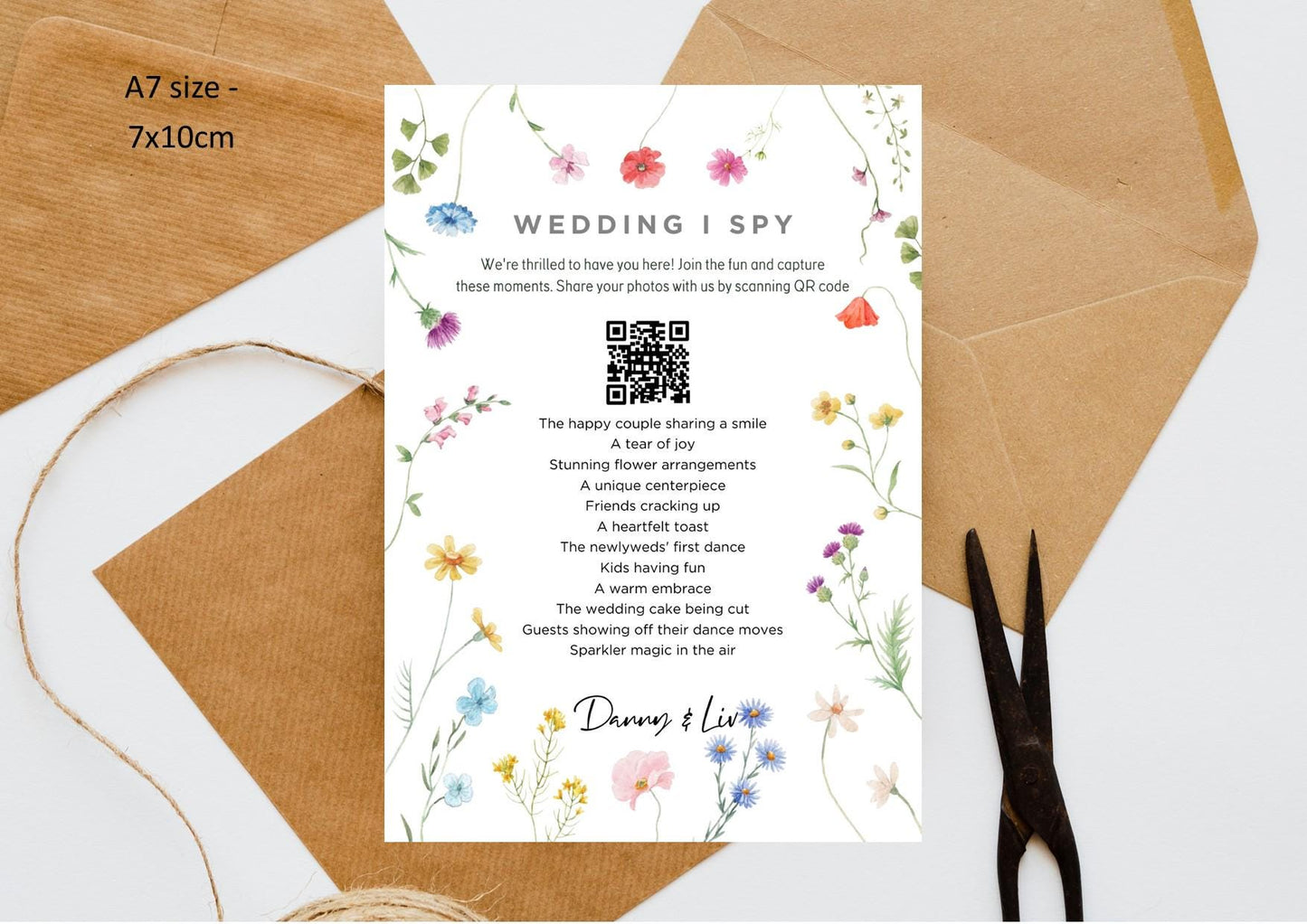 Personalised Wedding Photo Sharing Cards: I Spy Game (A7 Size)