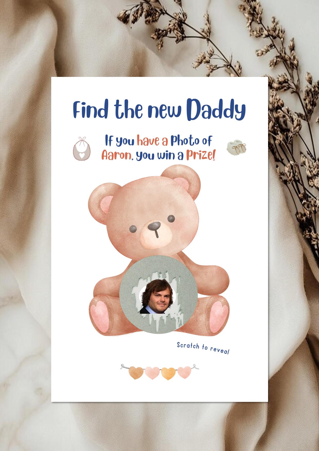 Printed Baby Shower Game Who Has The Daddy Scratch Off, Scratch Off Baby Shower Game, Who Has the Daddy Celebrity Edition, Baby Shower Games