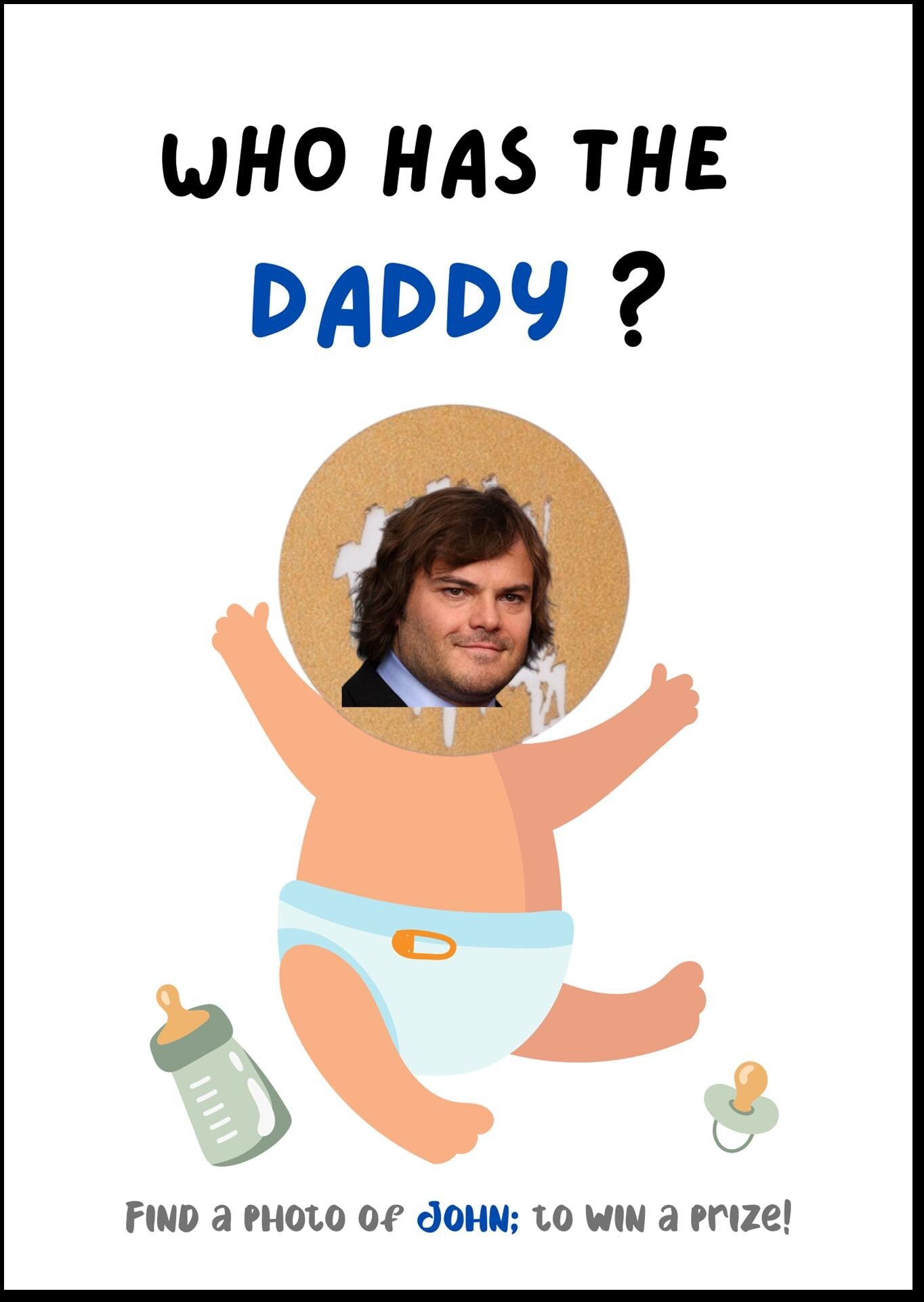 Printed Baby Shower Game Who Has The Daddy Scratch Off, Scratch Off Baby Shower Game, Who Has the Daddy Celebrity Edition, Baby Shower Games