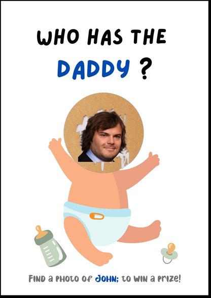 Printed Baby Shower Game Who Has The Daddy Scratch Off, Scratch Off Baby Shower Game, Who Has the Daddy Celebrity Edition, Baby Shower Games