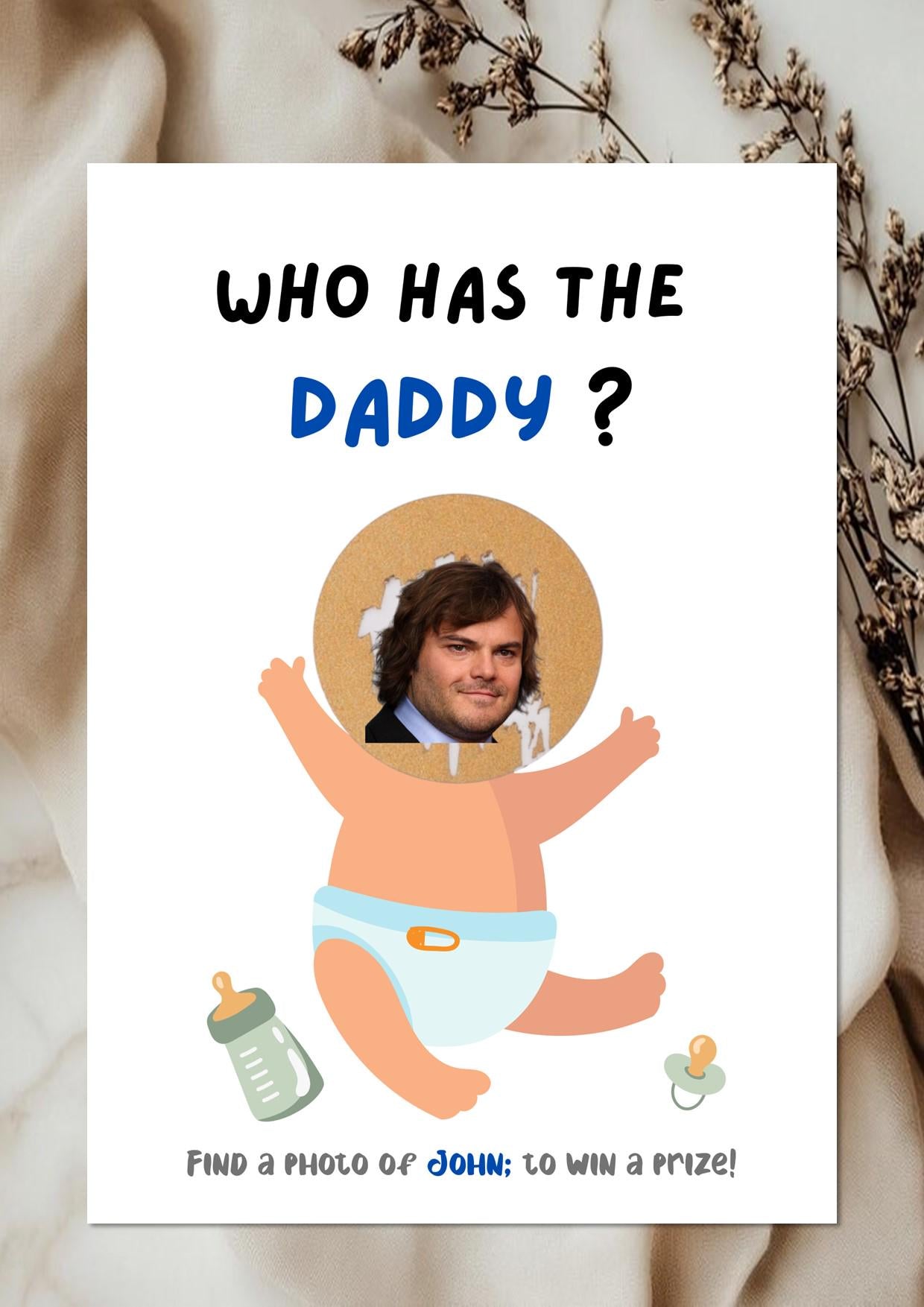 Printed Baby Shower Game Who Has The Daddy Scratch Off, Scratch Off Baby Shower Game, Who Has the Daddy Celebrity Edition, Baby Shower Games