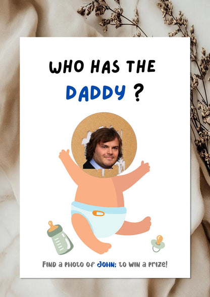 Printed Baby Shower Game Who Has The Daddy Scratch Off, Scratch Off Baby Shower Game, Who Has the Daddy Celebrity Edition, Baby Shower Games