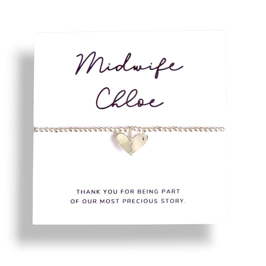 Midwife thank you -0 Personalised Silver Heart Bracelet – Midwife Gift – Custom Thank You Jewellery - Precious story
