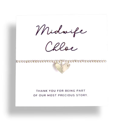 Midwife thank you -0 Personalised Silver Heart Bracelet – Midwife Gift – Custom Thank You Jewellery - Precious story