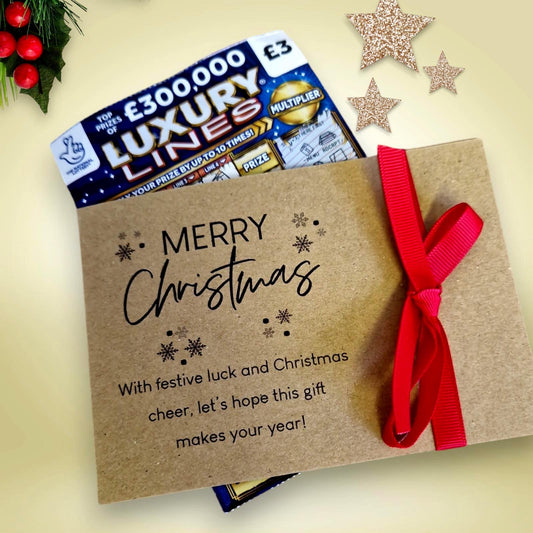 Christmas Lottery Ticket Holder Novelty: Festive Scratch Card Holder - Table Favour - Gift Card Holder - brown