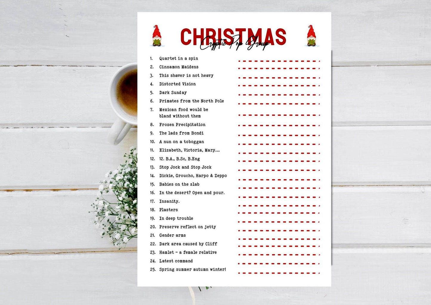 Cryptic Pop Group Christmas Digital Download Game - Fun Holiday Puzzle, Festive Challenge, Instant Download