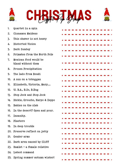 Cryptic Pop Group Christmas Digital Download Game - Fun Holiday Puzzle, Festive Challenge, Instant Download