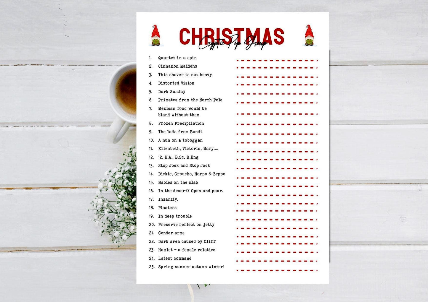 Cryptic Pop Group Christmas Digital Download Game - Fun Holiday Puzzle, Festive Challenge, Instant Download