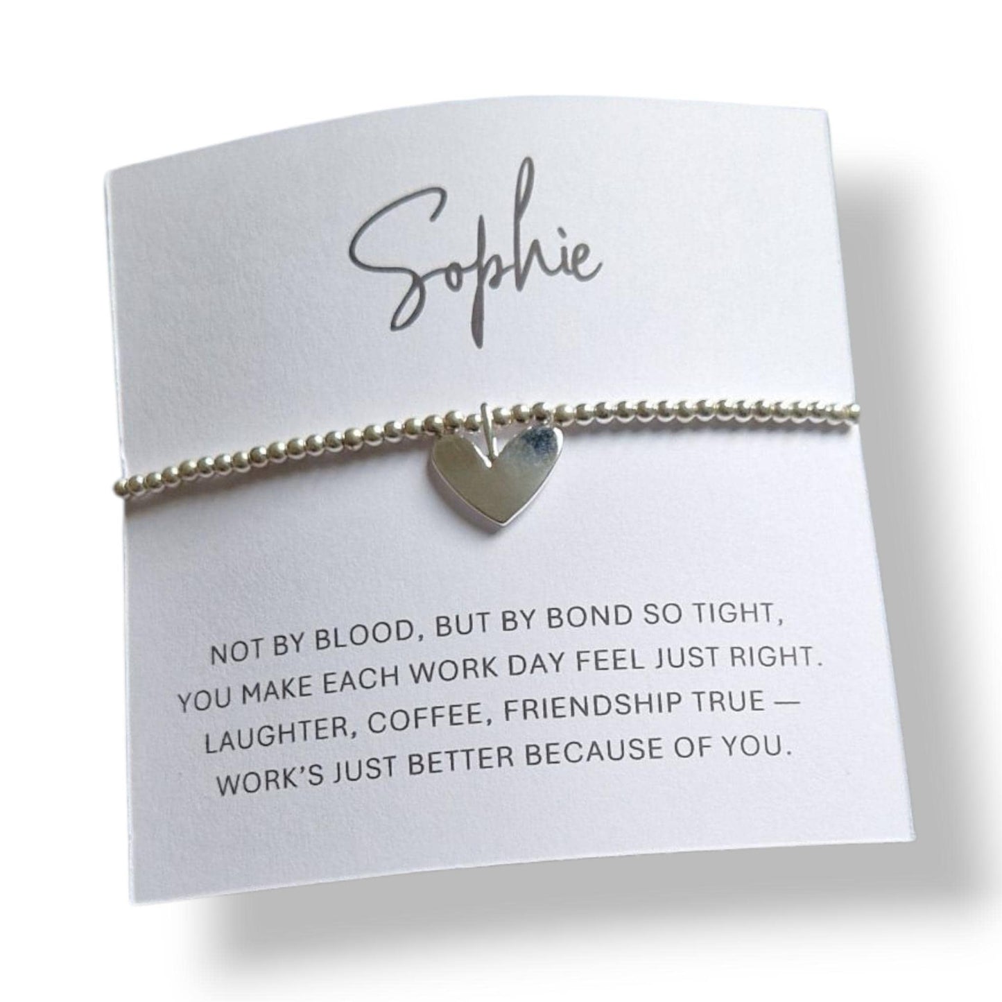 Personalised Work Wife Silver Plated Bracelet | Heart Charm Friendship Gift | Best Friend Office Jewellery | Appreciation- Bond so tight