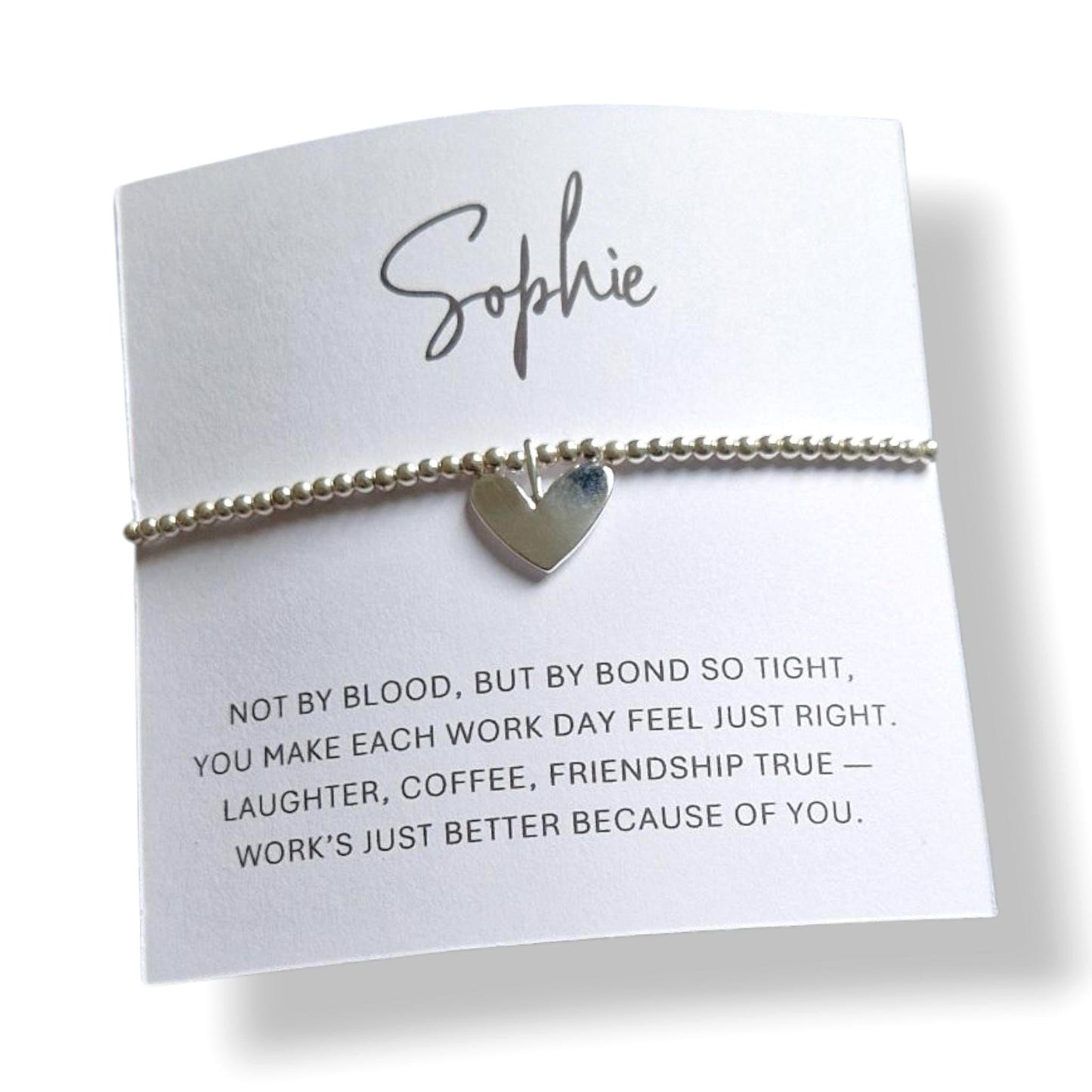 Personalised Work Wife Silver Plated Bracelet | Heart Charm Friendship Gift | Best Friend Office Jewellery | Appreciation- Bond so tight