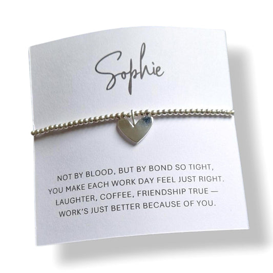 Personalised Work Wife Silver Plated Bracelet | Heart Charm Friendship Gift | Best Friend Office Jewellery | Appreciation- Bond so tight