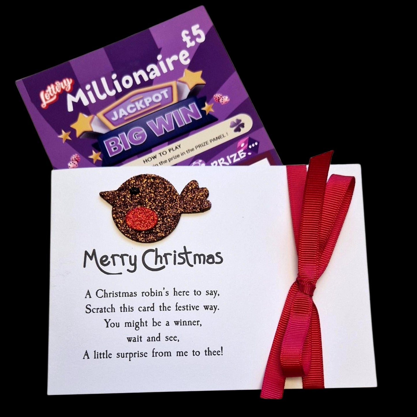 Funny Robin Christmas Lottery Ticket Holder: Novelty Festive Favour - Scratch Card Holder - Table Favour - Cracker Alternative