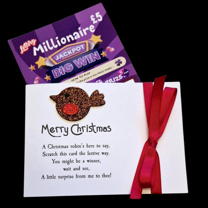 Funny Robin Christmas Lottery Ticket Holder: Novelty Festive Favour - Scratch Card Holder - Table Favour - Cracker Alternative