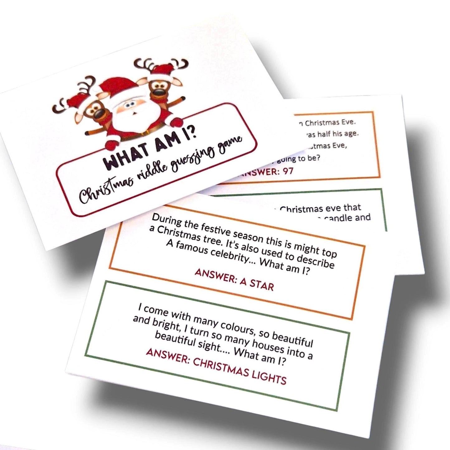 What Am I? Christmas Card Game – Trivia Game for Family & Friends – Festive Activity for Christmas Gatherings – Holiday Party Game