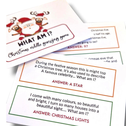 What Am I? Christmas Card Game – Trivia Game for Family & Friends – Festive Activity for Christmas Gatherings – Holiday Party Game