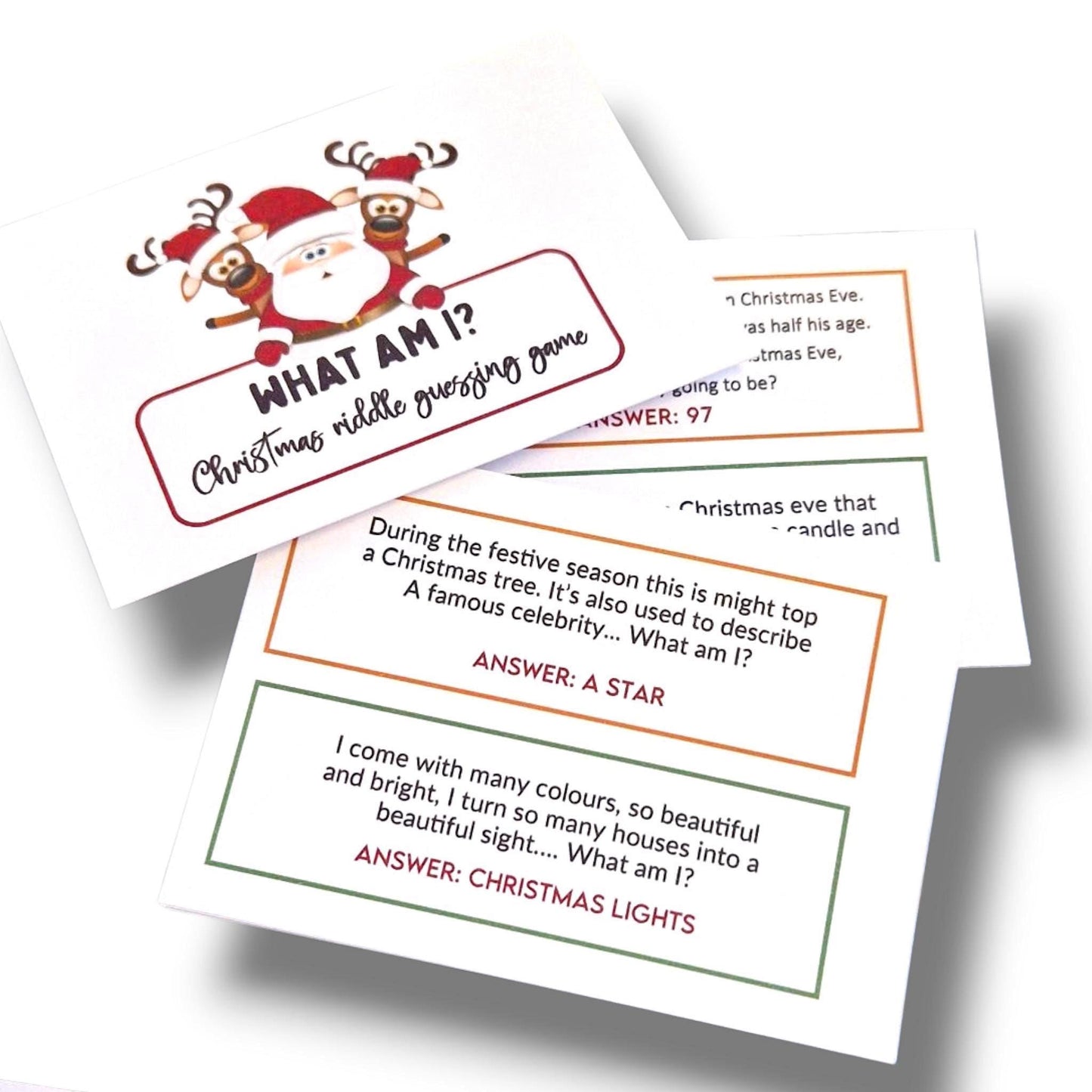 What Am I? Christmas Card Game – Trivia Game for Family & Friends – Festive Activity for Christmas Gatherings – Holiday Party Game