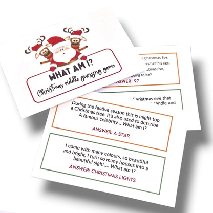 What Am I? Christmas Card Game – Trivia Game for Family & Friends – Festive Activity for Christmas Gatherings – Holiday Party Game