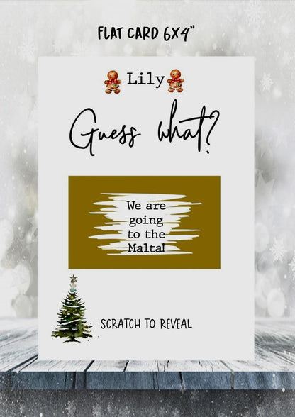 Personalised Christmas, Festive, Birthday Surprise Scratch Off Card: Holiday Reveal, Surprise Gift