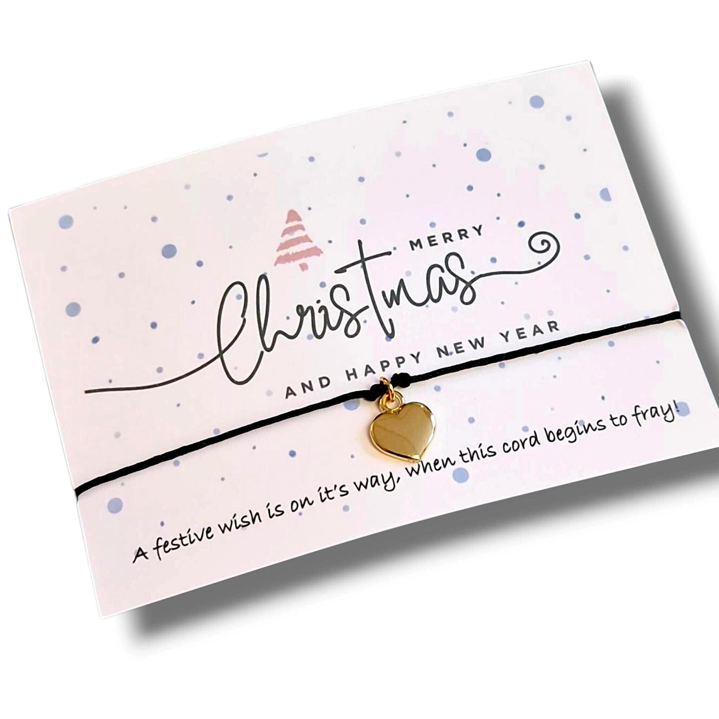 Merry Christmas Wish Bracelets - Heart Charm Festive Favors - Pack of 10