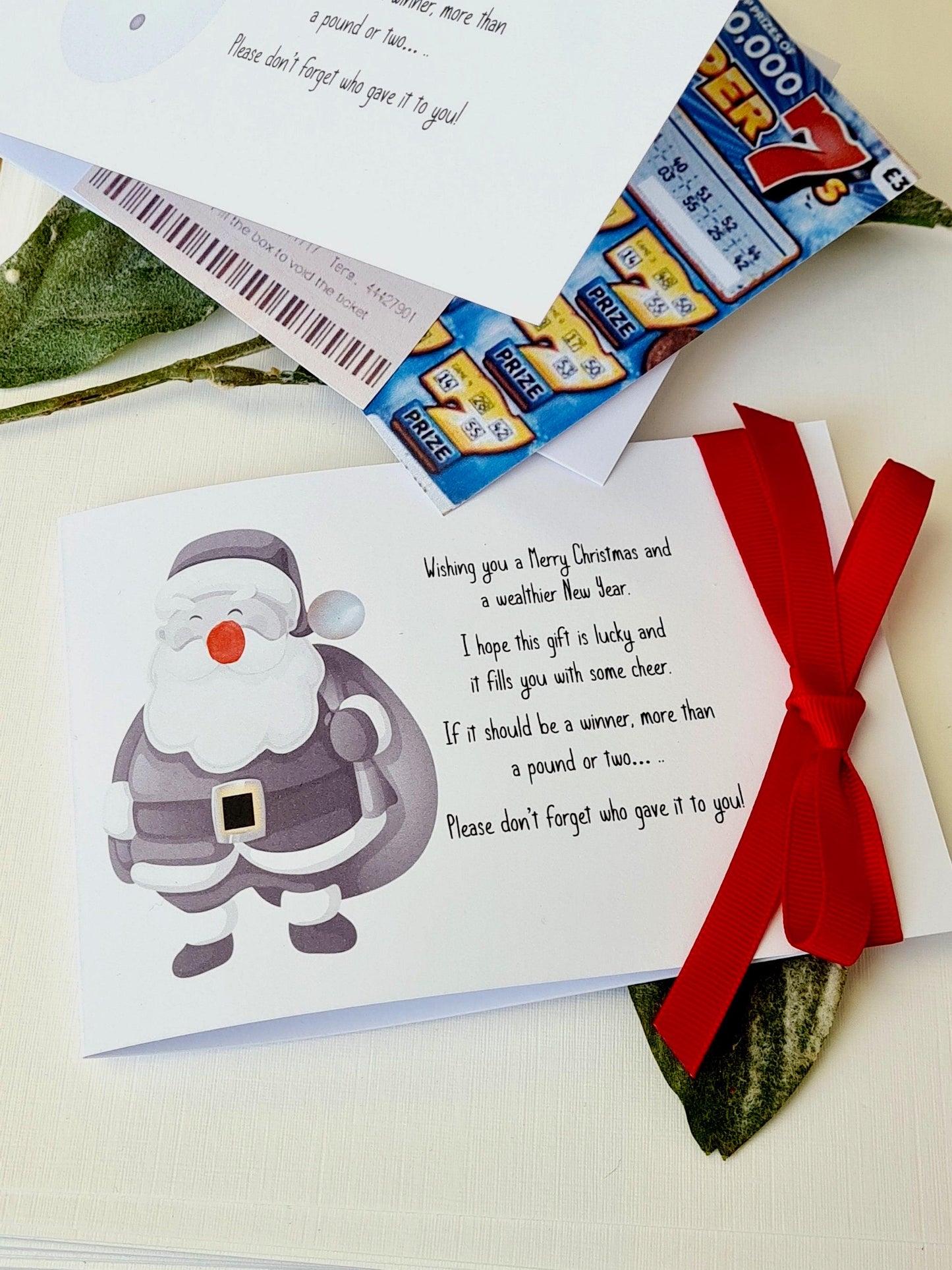 Scratch Card Holder Gift, Novelty Christmas Lottery Ticket Holders, Table Decoration -Elf, Santa,Snowman,Reindeer, Tree Designs - GS2
