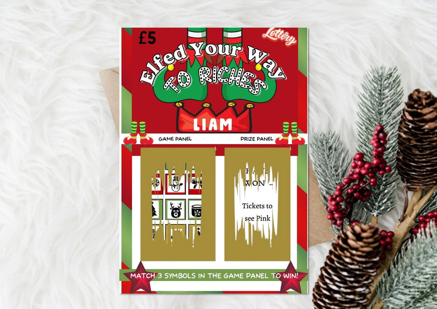 Elf Christmas Scratch Card: Festive Holiday, Gift, Gig, Concert Surprise - Jackpot - Scratch to Reveal, Fun Gift