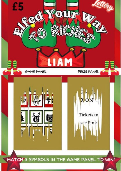 Elf Christmas Scratch Card: Festive Holiday, Gift, Gig, Concert Surprise - Jackpot - Scratch to Reveal, Fun Gift