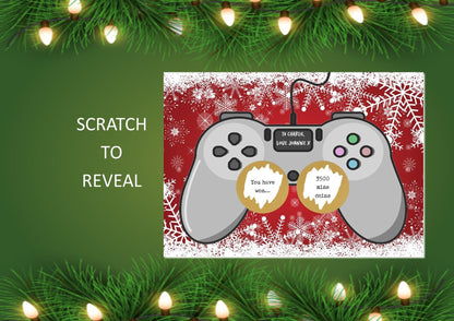 Christmas Gamer Scratch Card – Holiday Surprise for Gamers, Funny Scratch Off Card, Video Game Christmas Gift for Him or Her - Reveal