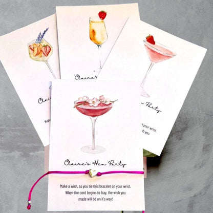 Personalised Cocktail Wish Bracelet: Hen Party Favours,  Hen Do, Team Bride