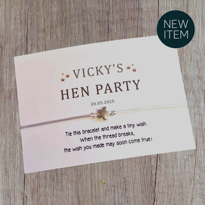Personalised Hen Party Wish Bracelet: Bride Squad Gift, Wish string - Simple, elegant - Stars
