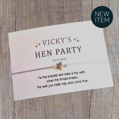 Personalised Hen Party Wish Bracelet: Bride Squad Gift, Wish string - Simple, elegant - Stars